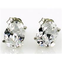 925 Sterling Silver Post Earrings, Cubic Zirconia, SE002