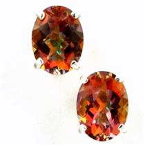 925 Sterling Silver Post Earrings, Twilight Fire Topaz, SE002