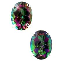 925 Sterling Silver Post Earrings, Mystic Fire Topaz, SE002