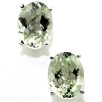 925 Sterling Silver Post Earrings, Green Amethyst, SE002