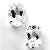 925 Sterling Silver Post Earrings, Silver Topaz, SE002