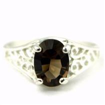 SR305, Smoky Quartz 925 Sterling Silver Ring