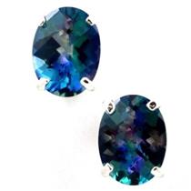 925 Sterling Silver Post Earrings, Neptune Garden Topaz, SE002