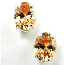 925 Sterling Silver Post Earrings, Champagne CZ, SE002