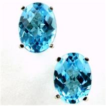 925 Sterling Silver Post Earrings, Swiss Blue Topaz, SE002