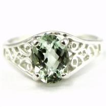 SR305, Green Amethyst 925 Sterling Silver Ring