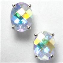 925 Sterling Silver Post Earrings, Mercury Mist Topaz, SE002