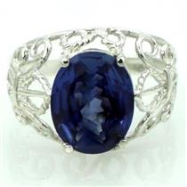 SR162, Created Blue Sapphire, 925 Sterling Silver Ring