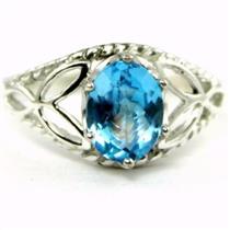 SR137, Swiss Blue Topaz, 925 Sterling Silver Ring