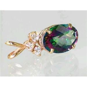 P043, Mystic Fire Topaz 14K Gold Pendant w/accents