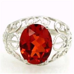 SR162, Created Padparadsha Sapphire, 925 Silver Ring