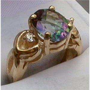 10K, 14K or 18K Gold Ladies Ring, Mystic Fire Topaz, R243