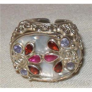 Sajen Mother of Pearl Multi Gem Silver Ring
