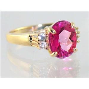 10K, 14K or 18K Gold Ladies Ring, Pure Pink Topaz, R123