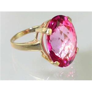10K, 14K or 18K Gold Ladies Ring, Pure Pink Topaz, R217