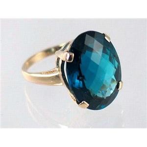 10K, 14K or 18K Gold Ladies Ring, London Blue Topaz, R217
