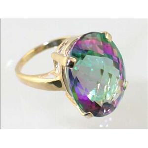 10K, 14K or 18K Gold Ladies Ring, Mystic Fire Topaz, R217