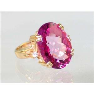 10K, 14K or 18K Gold Ladies Ring, Pure Pink Topaz, R269