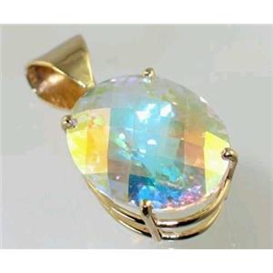 P082, Mercury Mist Topaz 14K Gold Pendant