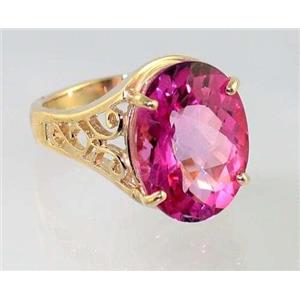 10K, 14K or 18K Gold Ladies Ring, Pure Pink Topaz, R049