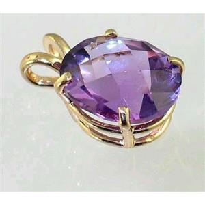P040, Amethyst 14K Gold Pendant