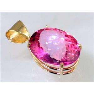 P082, Pure Pink Topaz 14K Gold Pendant
