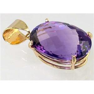 P082, Amethyst 14K Gold Pendant