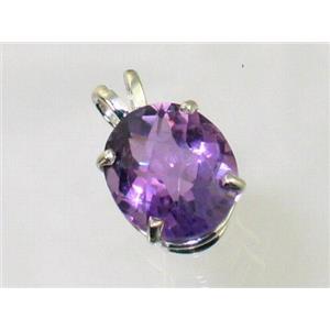 925 Sterling Silver Pendant, Amethyst, SP040