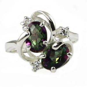 Sterling Silver Ladies Ring, Mystic Fire Topaz, SR016