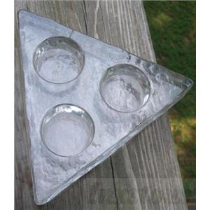Heavy Glass 3 Tea light/Votive Triangle Candle Holder