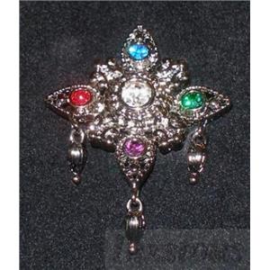 Bob Mackie Multi-Stone Silver Pin Brooch