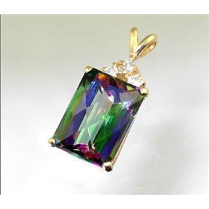 P042, Mystic Fire Topaz 14K Gold Pendant