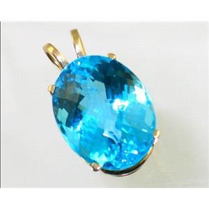 P080, Swiss Blue Topaz 14K Gold Pendant