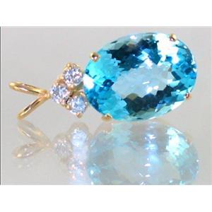 P016, Swiss Blue Topaz, 14K Gold Pendant