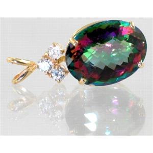 P016, Mystic Fire Topaz, 14K Gold Pendant