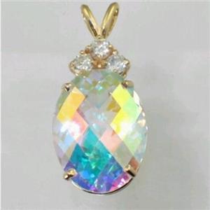 P016, Mercury Mist Topaz, 14K Gold Pendant