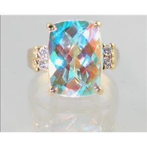 10K, 14K or 18K Gold Ladies Ring, Mercury Mist Topaz, R201