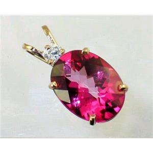 P018, Pure Pink Topaz 14k Gold Pendant