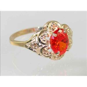 10K, 14K or 18K Gold Ladies Ring, Created Padparadscha Sapphire, R125