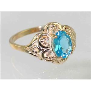 10K, 14K or 18K Gold Ladies Ring, Swiss Blue Topaz , R125
