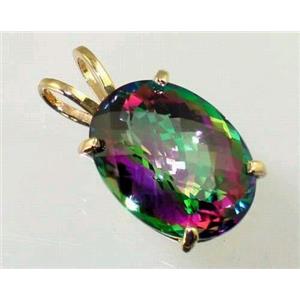 P080, Mystic Fire Topaz 14K Gold Pendant