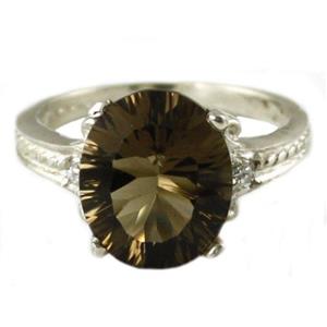 925 Sterling Silver Ladies Ring, Smoky Quartz, SR136