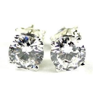 925 Sterling Silver Post Earrings, Cubic Zirconia, SE012