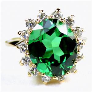 10K, 14K or 18K Gold Ladies Ring, Russian Nanocrystal Emerald, R283