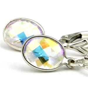 925 Sterling Silver Leverback Earrings, Mercury Mist Topaz, SE001