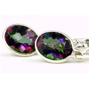 925 Sterling Silver Leverback Earrings, Mystic Fire Topaz, SE001