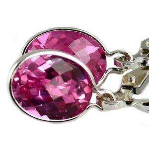 925 Sterling Silver Leverback Earrings, Pure Pink Topaz, SE001