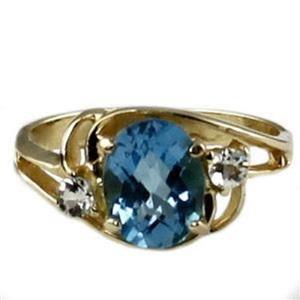 10K, 14K or 18K Gold Ladies Ring, Swiss Blue Topaz, R176