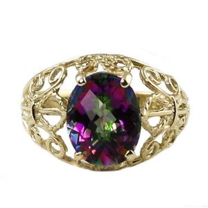10K, 14K or 18K Gold Ladies Ring, Mystic Fire Topaz, R162