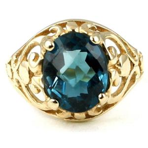 10K, 14K or 18K Gold Ladies Ring, London Blue Topaz, R004